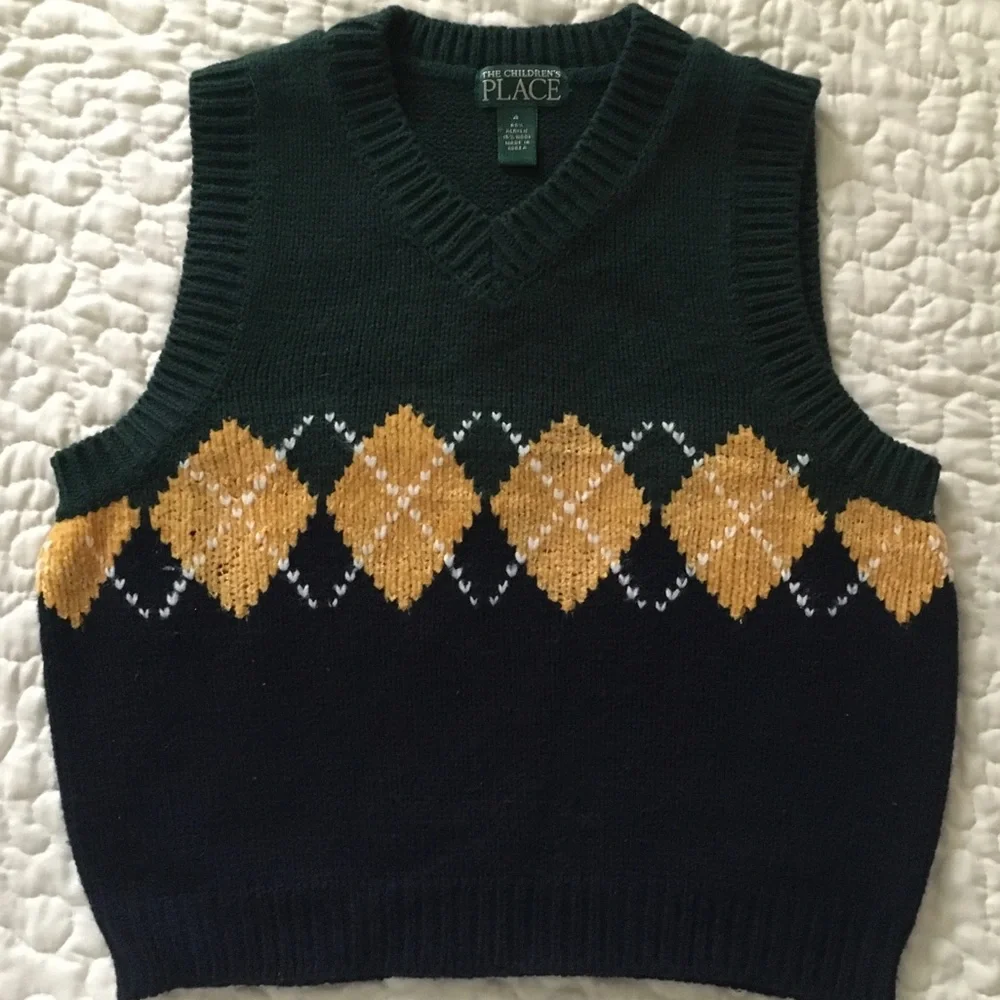 The Children’s Place Green Argyle Sweater Vest